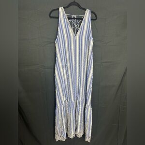 ANTHROPOLOGY Striped Blue and White size L Sleeveless Dress brand new w tags